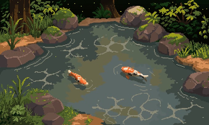 draw pixel art scene and background for your game