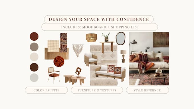 create a moodboard and shopping list for a cohesive interior