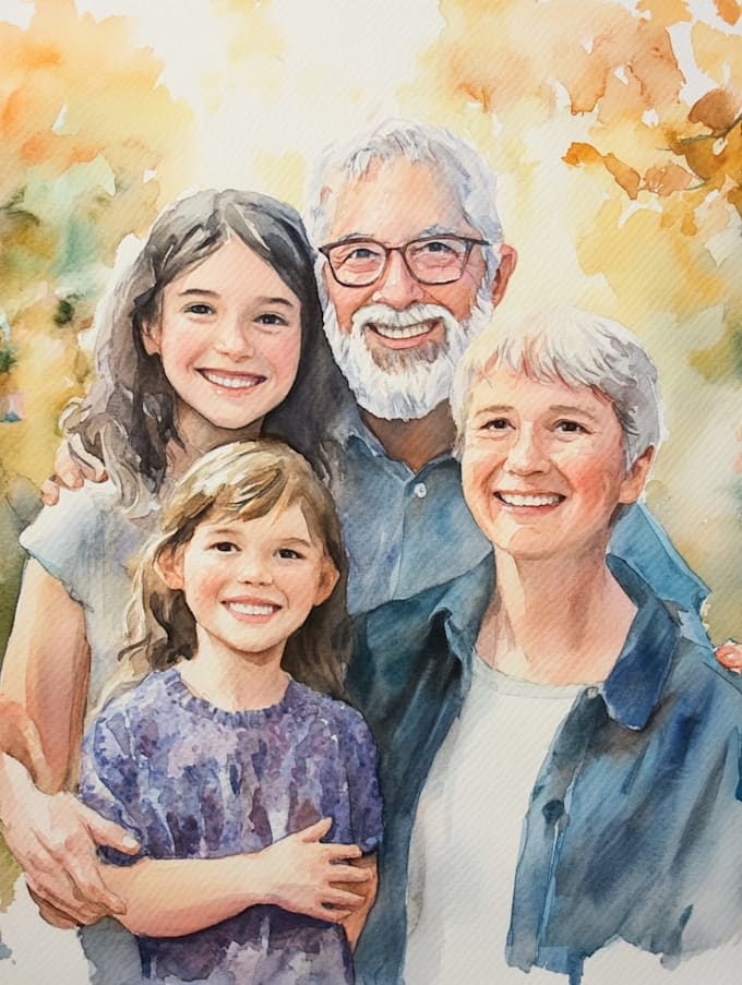 create a watercolor family portrait