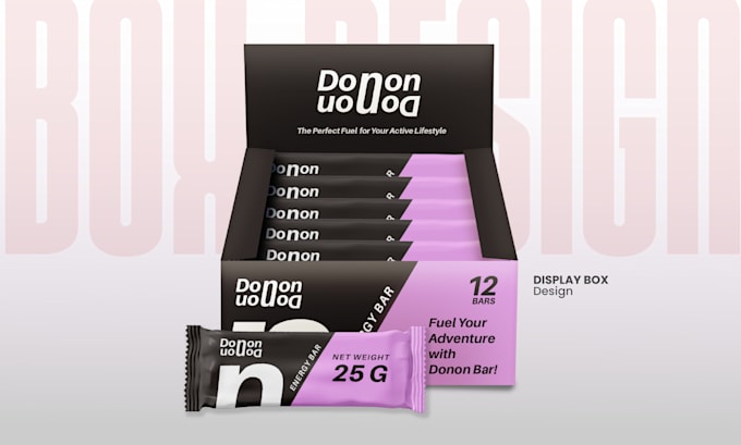 design food display box packaging for protein bars, and chocolate