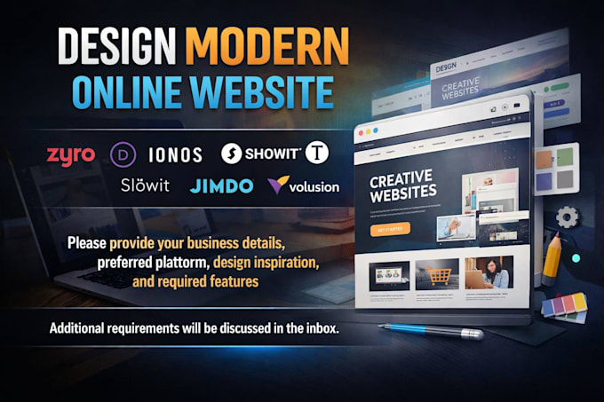 Design modern online website using zyro divi ionos showit tilda jimdo ...