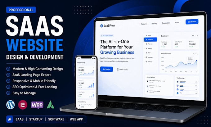 saas website landing page wordpress design and development