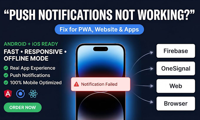 fix push notification issues on your pwa website app, firebase, onesignal
