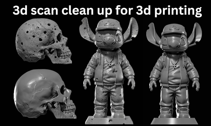 fix 3d stl file scan character product cleanup mesh clean edit for 3d printing