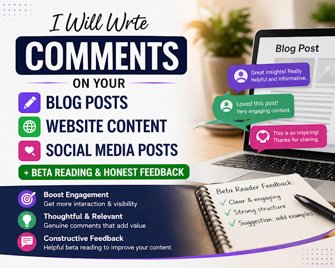 Write comments on your blog posts website or social media posts beta ...