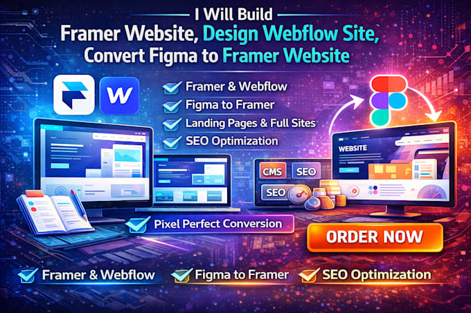 Build framer website design webflow website convert figma to framer ...