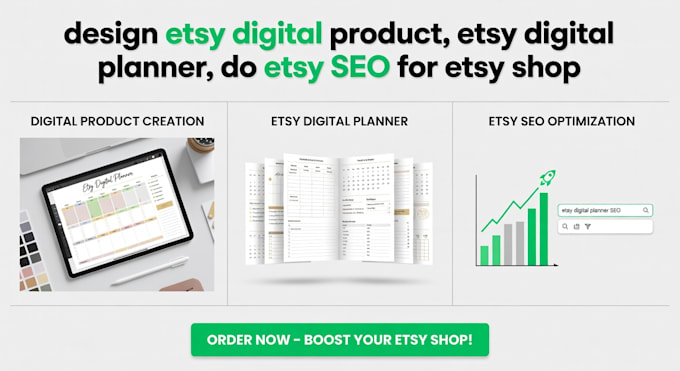 design etsy digital product, etsy digital planner, do etsy SEO for etsy shop