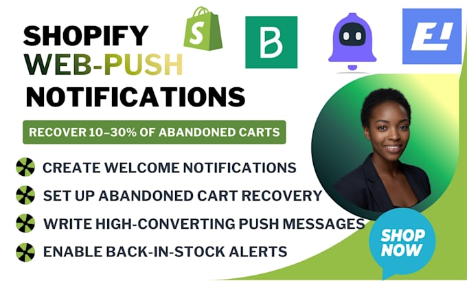 set up shopify web push notifications brevo shopone uppush hextom yanet