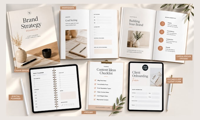 design fillable workbook canva ebook freebie and digital planner branded pdf