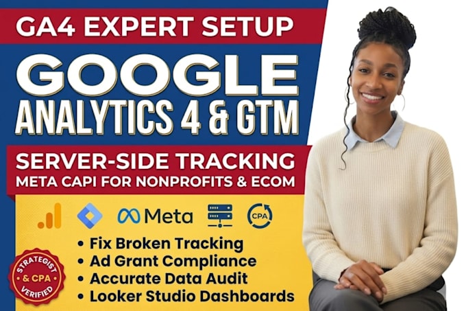 setup ga4, server side tracking, meta capi for nonprofits and ads