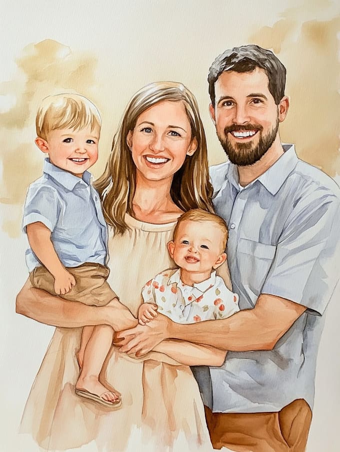 make watercolor family portrait