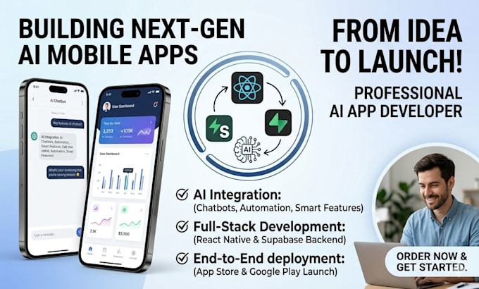 build rork ai app, react native app, supabase backend and deploy your app