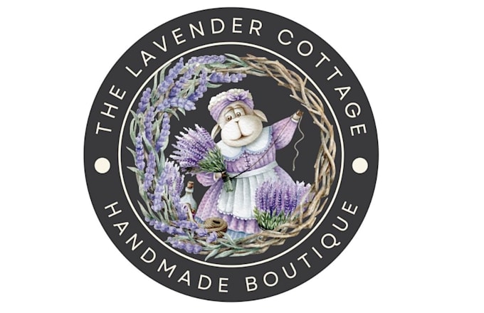 create unique happy lavender sheep logo design