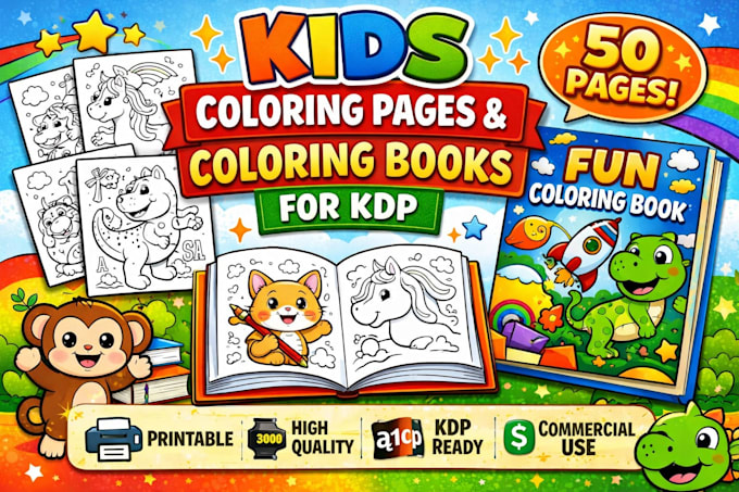 create kids coloring book pages and printable activity books