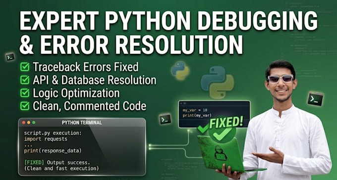 help you fix python code errors and debug your script