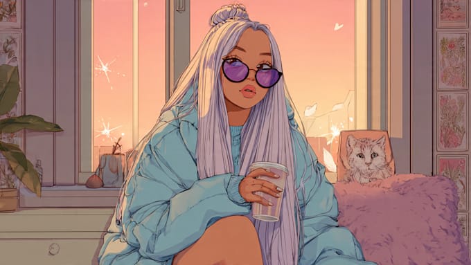 create cute cartoon illustrations, lofi art, anime, nft