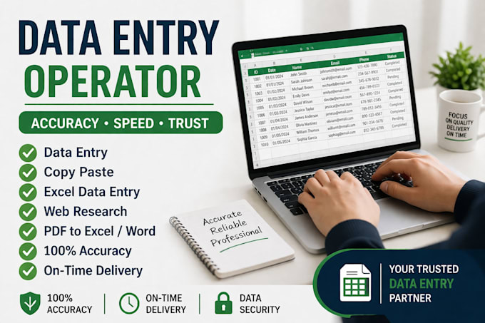 professional data entry, copy paste, excel and typing work