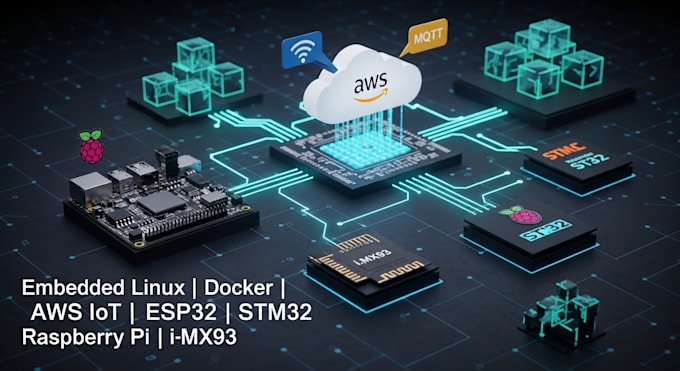 do embedded linux, docker, aws iot, raspberry pi, on imx93, mqtt and esp32,stm32