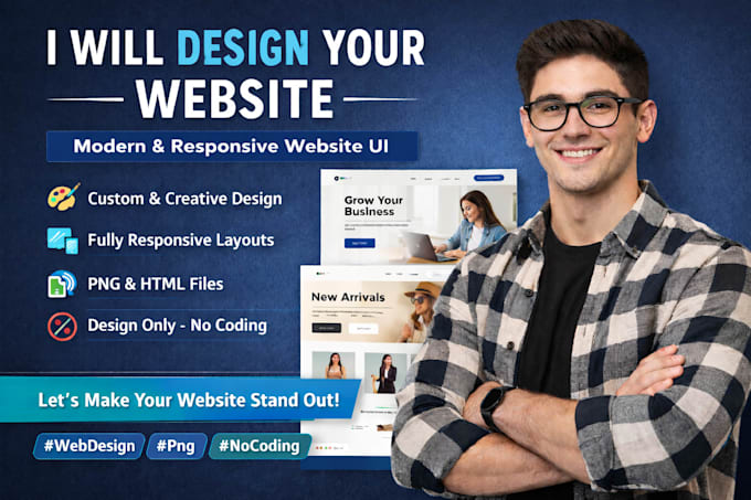 design a modern and responsive website UI no coding or publishing