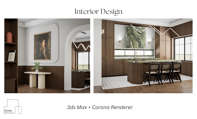 design luxury kitchen, bathroom, and full house interiors with 3d renders