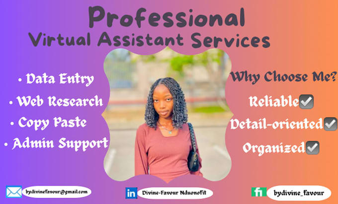your virtual assistant for data entry, web research and admin support
