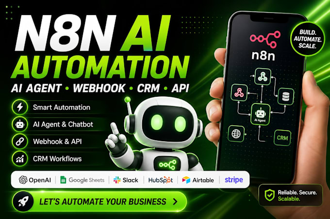 create n8n ai automation, n8n ai agent, webhook, crm workflow, api integration
