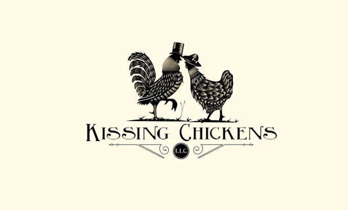 design professional unique kissing chickens logo