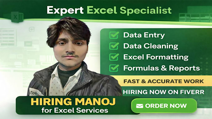 do excel data entry, formatting, cleaning and basic reports