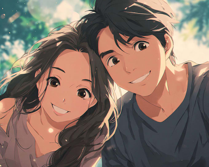design a romantic couple in anime style