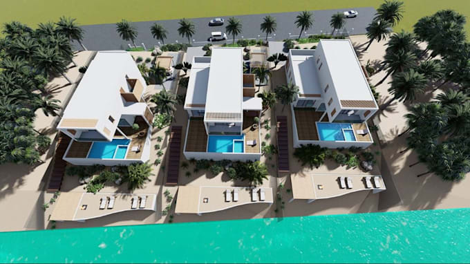 upgrade modern luxury beachfront villa in 3d, resort design concepts, cgi render