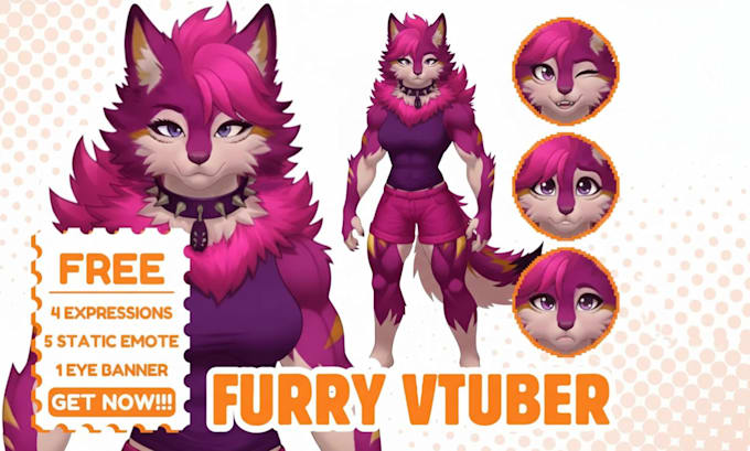 create a custom 3d furry vtuber model for vroid, vrchat, and streaming