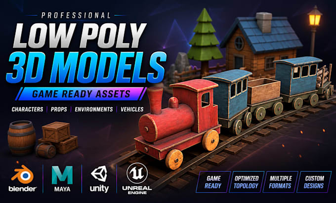 design stylized low poly 3d game assets for unity and unreal engine