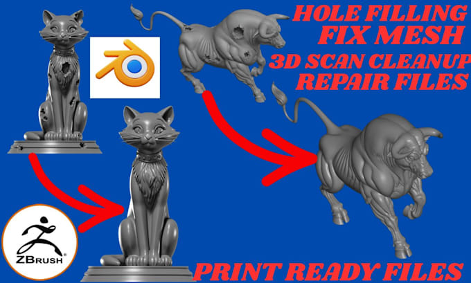 modify, cut, repair, fix 3d model, stl file 3d scan cleanup blender for printing