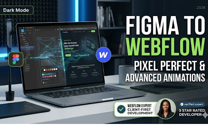 develop a premium figma to webflow website with advanced animations