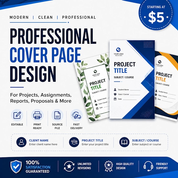 create modern cover pages, front pages, and custom designs