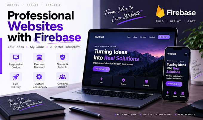 create a modern responsive website with firebase backend