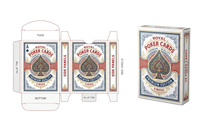 design playing card game, poker deck party card, couples card tuck box packaging