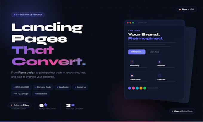 create a professional landing page with pixel perfect UI and smooth animations