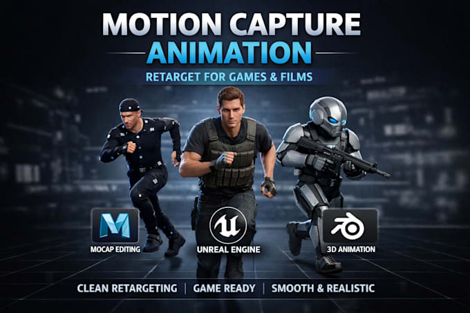 create mocap motion capture animation, mocap for games, films and character