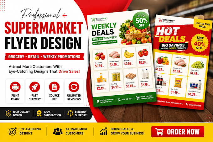 create professional supermarket flyer grocery store poster and promo flyer