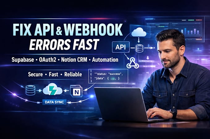 fix or develop API integration, oauth2, supabase, notion CRM, webhook automation
