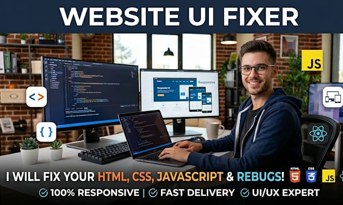 fix any HTML CSS javascript or react responsive UI bugs