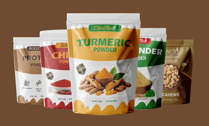 create premium food packaging, pouch design and label design