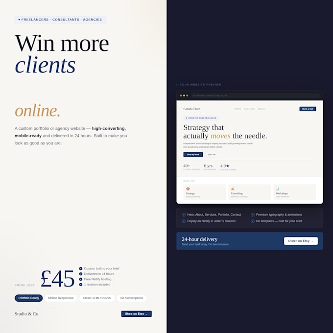 design a custom website for freelancers and consultants
