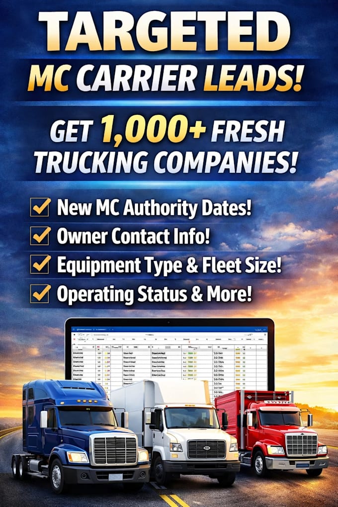 1000 fresh trucking leads from fmcsa database