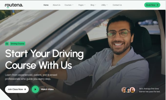 design wix driving school website motorcycle training defensive driving website