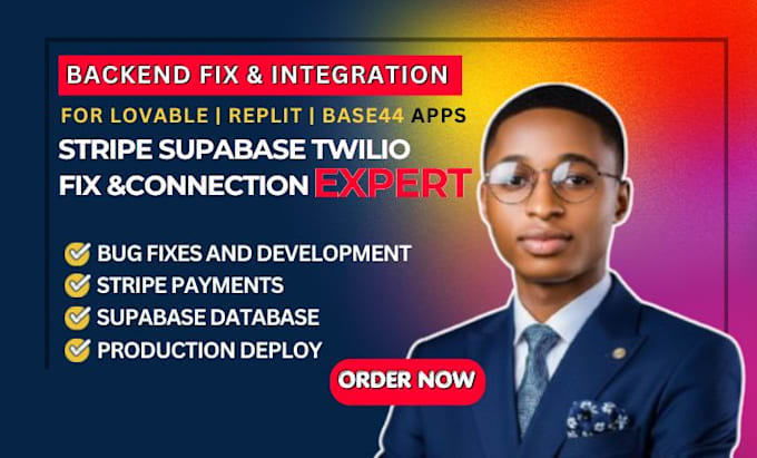 fix lovable replit base44 bugs connect stripe supabase twilio api backend debug