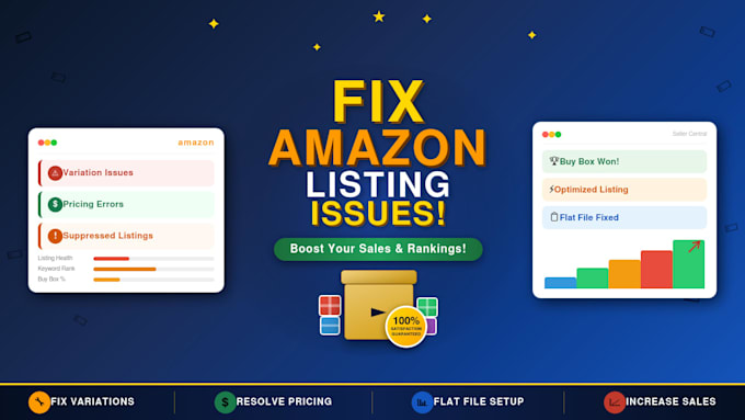 fix amazon listing errors and create amazon listing and variations