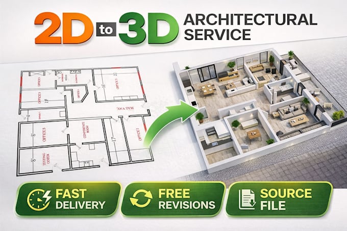 Convert 2d to 3d in 8 hours by Jude_archic | Fiverr
