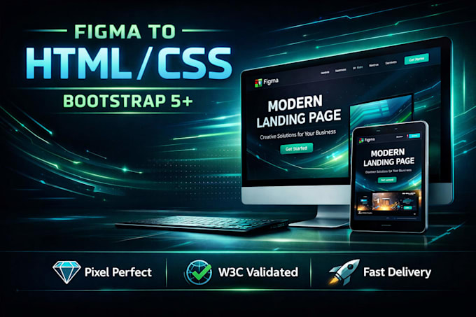 convert figma to responsive HTML CSS with bootstrap